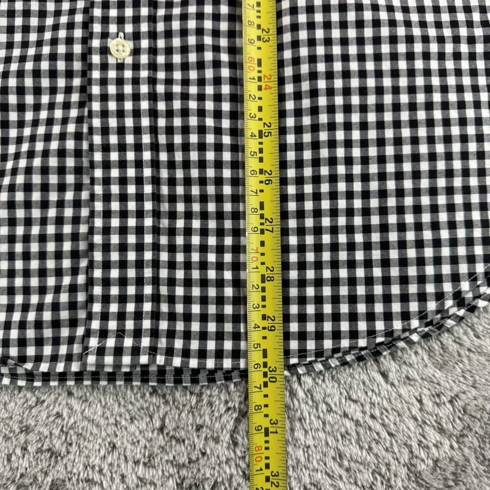 Polo Ralph Lauren Shirt Mens Medium Black Gingham Check Button Down Non Iron